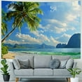thumbnail image 4 of Creowell  Ocean Beach Tapestry Tropical Seaside Island Palm Tree Waves Wall Tapestry Summer Hawaii Paradise Landscape Wall Hanging Hippie Bohemian Wall Art for Living Room Decor 40x30inch, 4 of 6