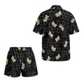 thumbnail image 5 of Xoenoiee Bee Honeycomb Print Open Front Kimono Shorts Set for Women Two Piece Half Sleeve Outfits Summer Vacation Wear Flowy Beach Cover up, M, 5 of 7