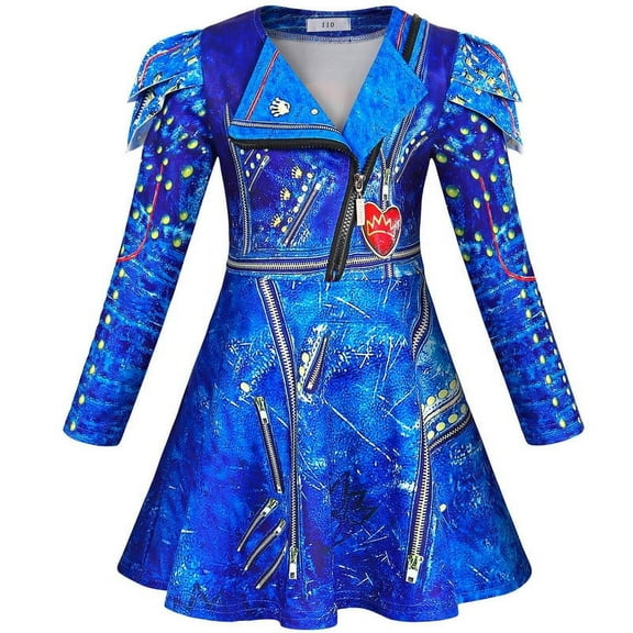 Jurebecia Princess Costume for Girls Cosplay Clothes Zipper Jacket Long Sleeve Dress Fancy Halloween Birthday Party Outfits 130 CM 7-8 Years