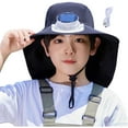 thumbnail image 2 of BRGZLK Solar Fan Hat for Kids Summer Big Brimmed Shawl Fisherman'S Hat Quick Drying Cooling Fan Sunshade Hat Outdoor Sunscreen Hat Black Free Size, 2 of 7