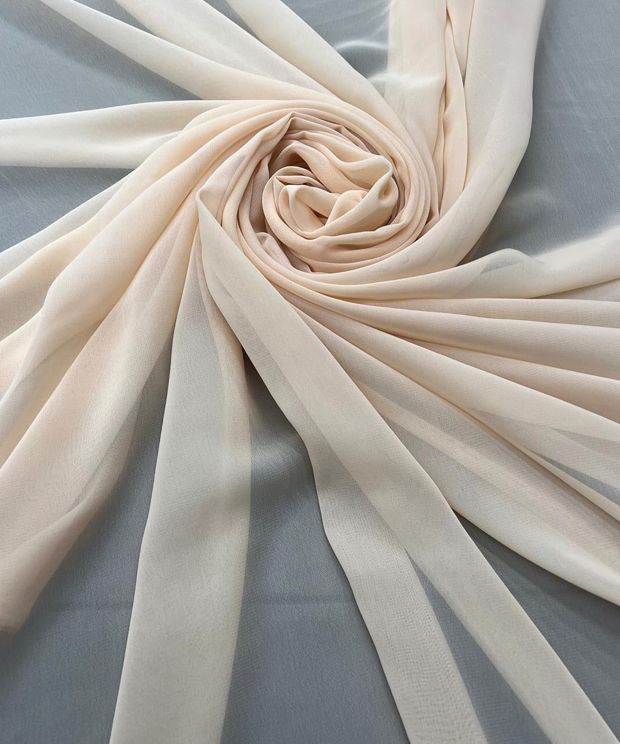 5 Yard (Beige) Matte Chiffon Fabric by the yard, sheer soft fabric for wedding, arch draping, baby shower, chuppah, drapery fabric
