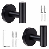 LAMIRO 2 Pack Matte Bath Robe Towel Hooks for Bathroom Kitchen,Stainless Steel Hanging Wall Hooks- Black