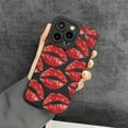 thumbnail image 5 of Lips Kiss Print Soft Silicone Phone Case for iPhone Compatible with iPhone 14 Plus, Black, 5 of 7