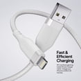 thumbnail image 4 of Powertek MFi Certified USB-A to Lightning Charging Cable, Carbon Design Texture, 6 ft, White, 4 of 8