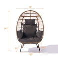 thumbnail image 6 of Oversized Wicker Egg Chair, Indoor Outdoor Lounger for Patio, Rattan Material With 5 Cushions, For Backyard, Living Room, Steel Frame, Dark Gray, 6 of 9