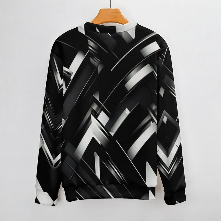 Geometric Lattice Womens Sweater 2024 Crew Neck Long Sleeve
