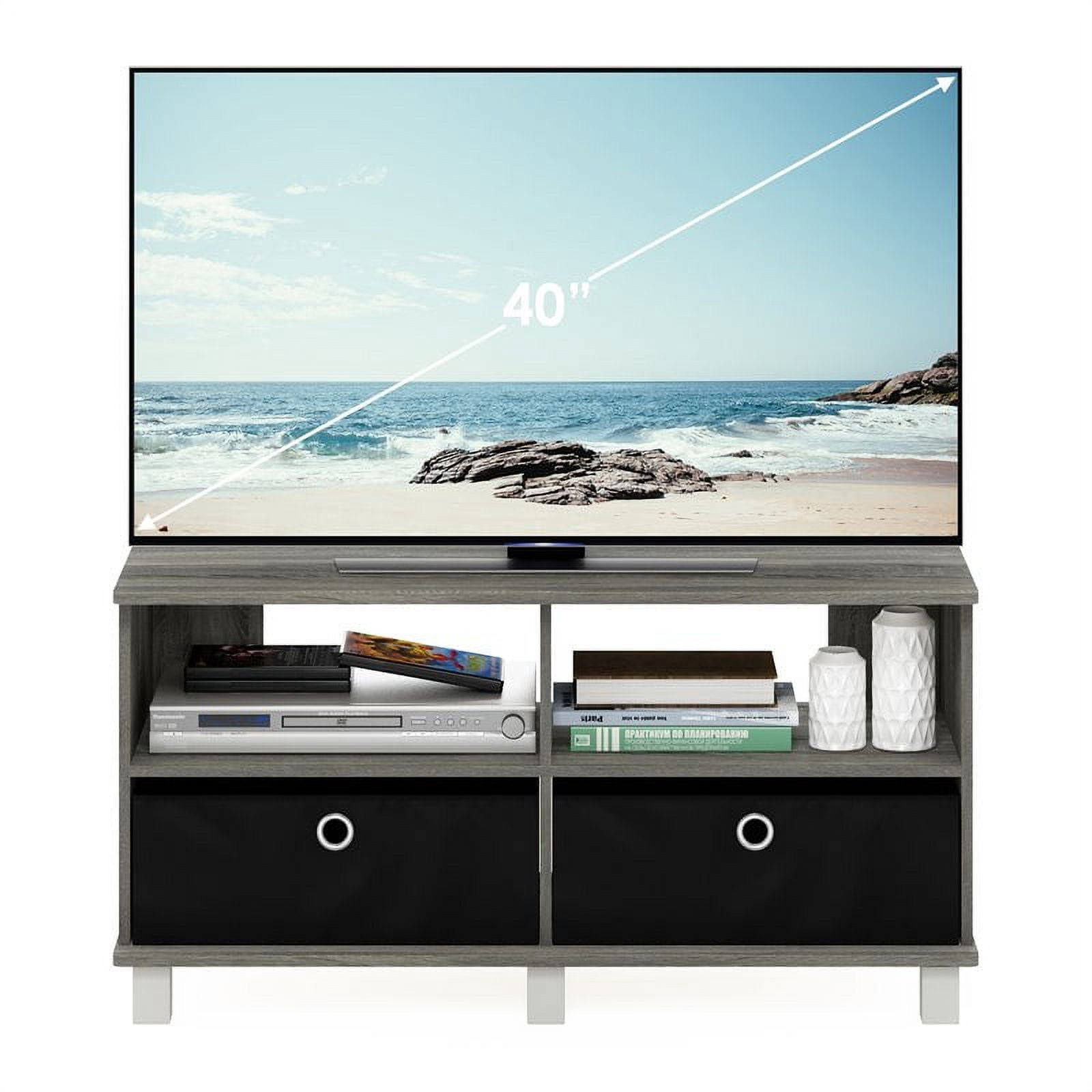 Furinno Andrey Wood Entertainment Center for TV up to 43" in Oak Gray/Black