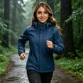 thumbnail image 4 of Rain Jackets for Women, Waterproof Raincoat with Pockets & Hoods, Lightweight Windbreaker Windproof Hooded Jacket for Outdoor Hiking Travel Vacation, Blue M, 4 of 9