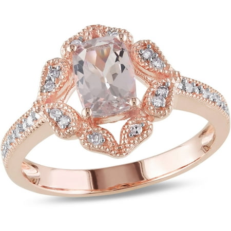 4/5 Carat T.G.W. Morganite and Diamond-Accent 10kt Pink Gold Cocktail Ring