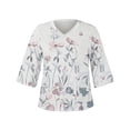 thumbnail image 4 of Summer Plus Size Tops For Women 2023 Trendy Summer V-Neck 3/4 Sleeve Print Casual T-shirt Blouse on Clearance, 4 of 5