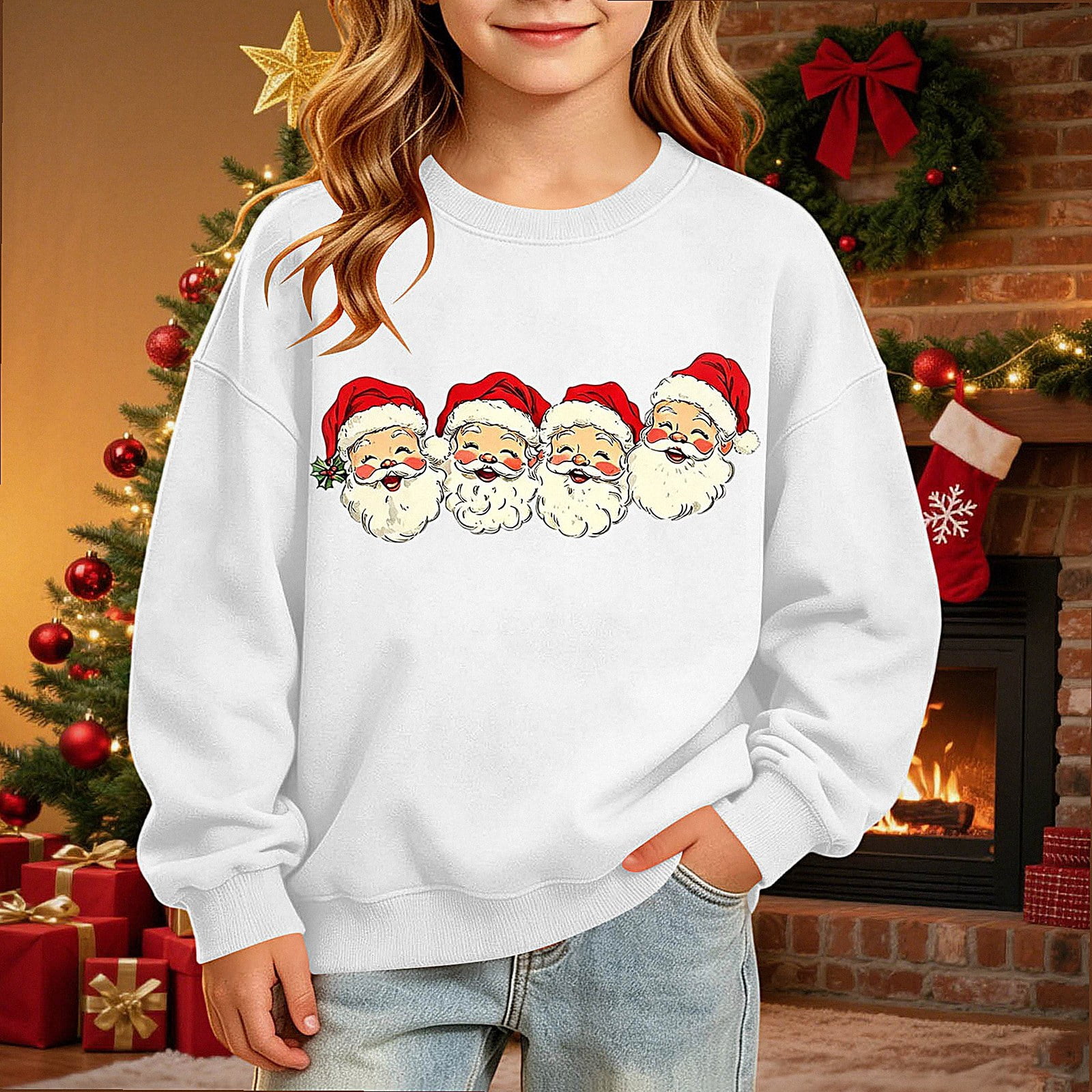 Crunowin Kids Christmas Sweatshirts (2-16) Graphic, White Size 3T