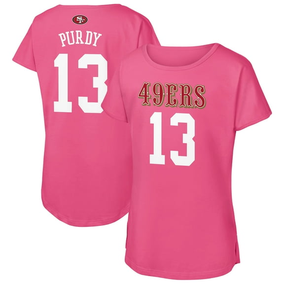 Girls Youth Outerstuff Brock Purdy Pink San Francisco 49ers Player Name & Number T-Shirt