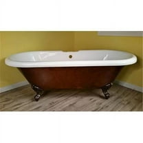 Cambridge Plumbing ADE60-DH-ORB-CB 60 x 29 in. Acrylic Slipper Clawfoot Bathtub Faux Copper Bronze Finish with 7 in. Deck Mount Faucet Drillings & Oil Rubbed Bronze Feet