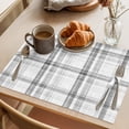 thumbnail image 3 of Black White Check Placemats Set of 8 Farmhouse Line Buffalo Plaid Place Mats Indoor Wipeable Table Mats Washable Cloth Dining Table Placemats for Kitchen Holiday Party Home Decor 13x19 Inch, 3 of 9