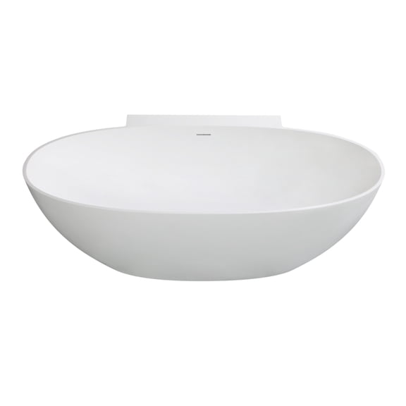 Kingston Brass VRTRS713522 71-Inch Solid Surface Oval Double Ended Freestanding Tub with Drain in Matte White