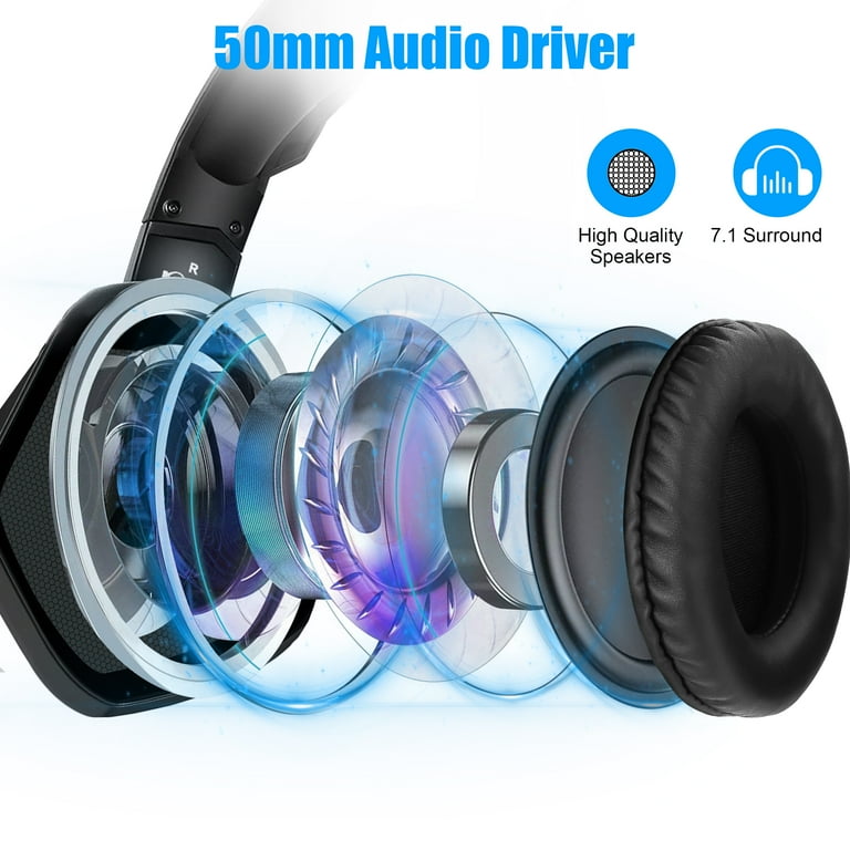 TSV 7.1 Surround Sound Gaming Headset Fit for PC PS4 PS5 Xbox One Nintendo Switch Wired Headset with Noise Cancelling Mic RGB Light 3.5mm