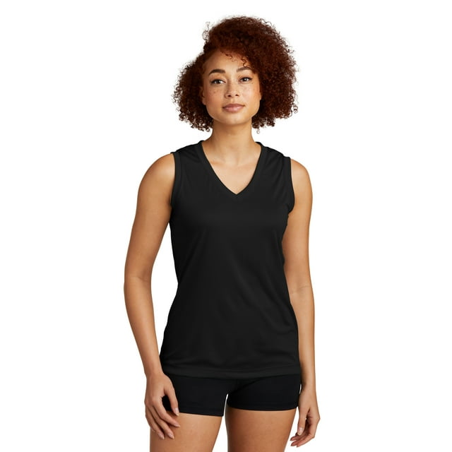 Camiseta sin mangas con cuello en V PosiCharge® Competitor™ para mujer de Sport-Tek®. LST352 deporte-tek LST352