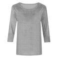thumbnail image 4 of nerohusy Women Waffle 3/4 Sleeve Shirts Casual Solid Color Crew Neck Pullover Top Basic Dressy Loose Daily T-Shirts 2025 Spring Tunic Blouse Tops Gray,L, 4 of 5