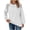White, variant on Womens Waffle Knit Sweaters Long Sleeve Blouse Solid Color Tunic Shirts Hollow Out Sleeve Tops Crew Neck Loose Tops