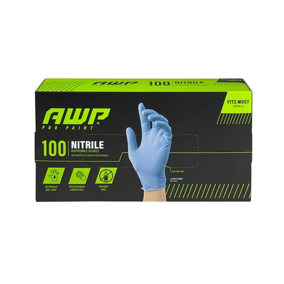 AWP Pro Paint 49910-14 Disposable Gloves, Nitrile, Blue, One Size, 100 Count