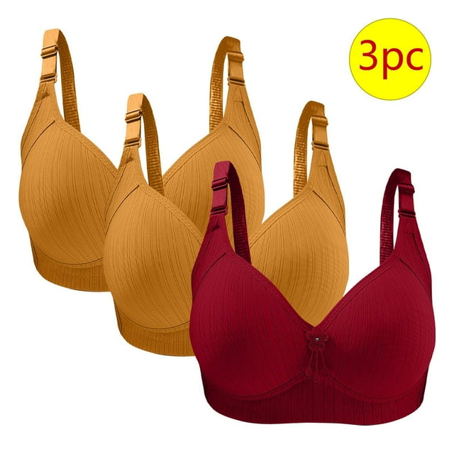 Bras for Women, 3PC Womans Large Size Solid Color Without Steel Ring Gathering Comfortable Bras Daily Bra