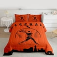thumbnail image 2 of Homewish Teens Baseball Print Bedding Comforter Set, Orange Black Abstract Twin Comforter Sets, Cartoon Sports Theme Reversible Bedding Set, Luxury Bedroom Decor, 2pcs, 2 of 8