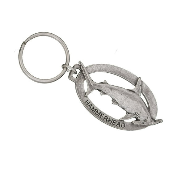 Hammerhead Keychain, Shark, S118KC, Key Fob, Key Ring, Keys, Zipper Pull, Luggage Tag, Pewter, Backpack, Over 300 Keychains Designs, Handmade in the USA