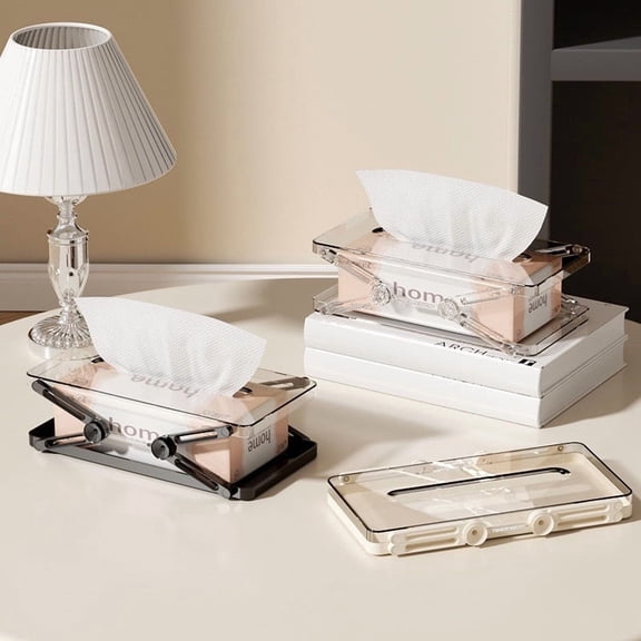 Spring Pop-Up Tissue Box Holder with Lift-Up Mechanism, Space-Saving Refillable Tissue Dispenser for Living Room, Bedroom, Dining Room and Home