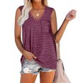 thumbnail image 2 of Pompotops Mode Femmes Casual Ample Imprimé V-Cou Sans Manches T-Shirt Blouse Rayée, 2 of 8
