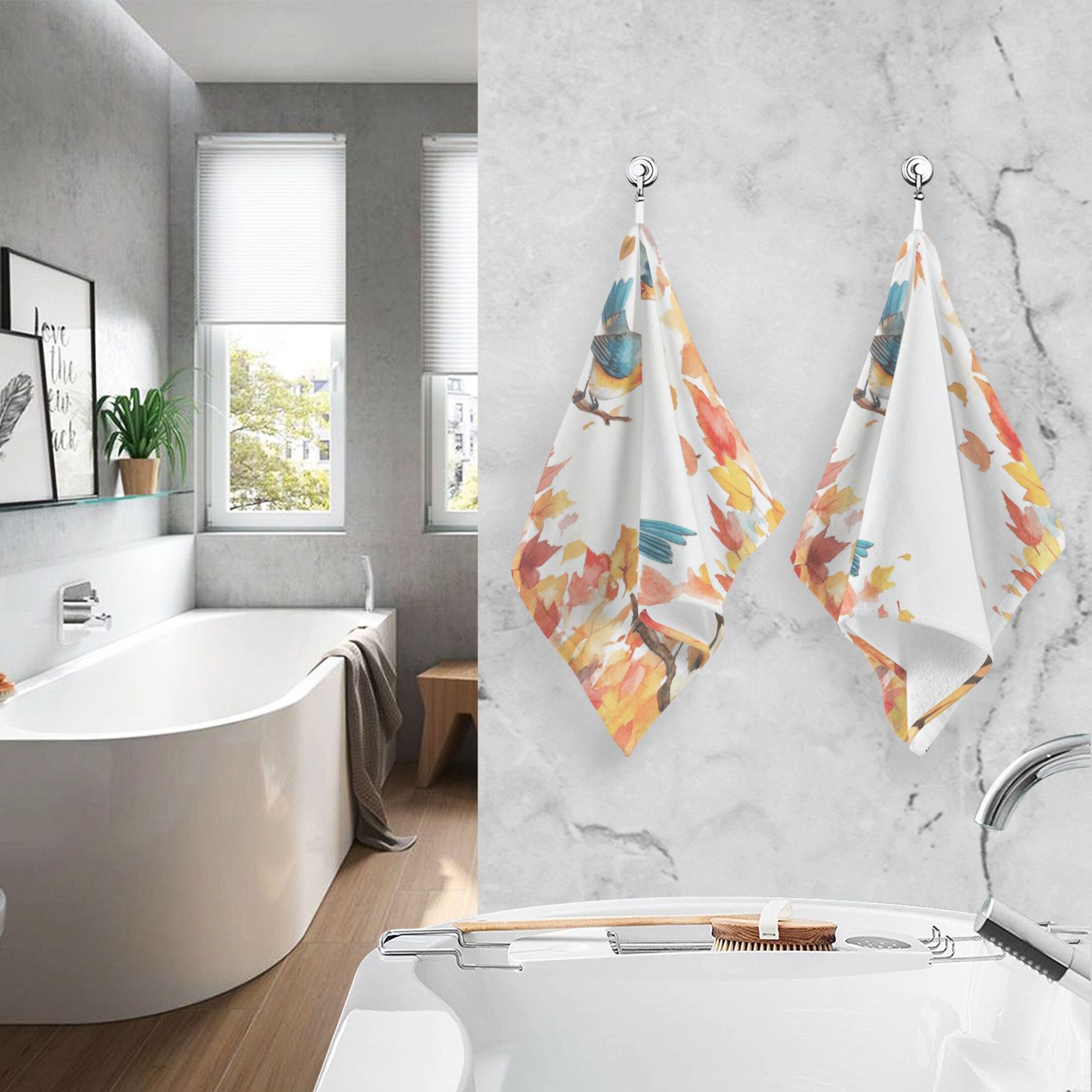 Cotton Towel Two-Piece 16x28 Inch One Sizex2 Face Towel Set Towel Set Cotton Hand Bath Towel Bathroom Beach The Blue Bird