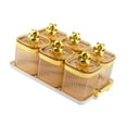 thumbnail image 4 of Tarros de especias de cocina multifuncionales con 6 rejillas y bandeja para almacenar alimentos. Ámbar, 4 of 9