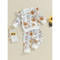 thumbnail image 3 of Bagilaanoe 2PCS Toddler Baby Girl Pants Set Flower Print Long Sleeve Sweatshirt Pullover Tops + Sweatpants 6M 12M 18M 24M 3T Kids Casual Sweatsuits, 3 of 9
