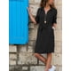 thumbnail image 5 of Qarigey Vestido de camisa de mujer Botón Vestido de manga larga Cintura con cordones Ropa Prendas para la parte del cuerpo Negro S, 5 of 5