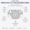 thumbnail image 4 of JeenMata 1 Carat Princess Cut Moissanite Engagement Ring - Bridal Set - Double Halo Ring - Cluster Ring - 18k White Gold Plated for Women, 4 of 11