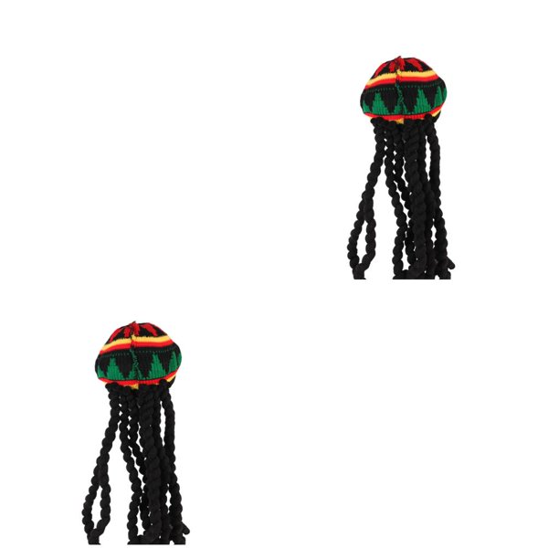 Qarigey Rasta Hat with Black Dreadlocks Lightweight Clothing Accessories Props Caps Festival Stylish Headwear Wig Outfit for Men Women boina 2piezas Qarigey CBP583060