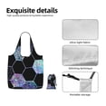 thumbnail image 3 of Geometric Hexagon Modern Black Blue Foldable Reusable Shopping Bag Large Capacity Tote Handbag Storage Pouch for Travel Work, 3 of 6