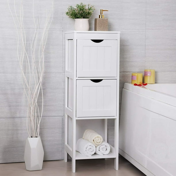 Atralife White Floor Cabinet Multifunctional Bathroom Storage Organizer Rack Stand 2 Drawers Com Atralife White Floor Cabinet, Small White Floor Cabinet For Bathroom