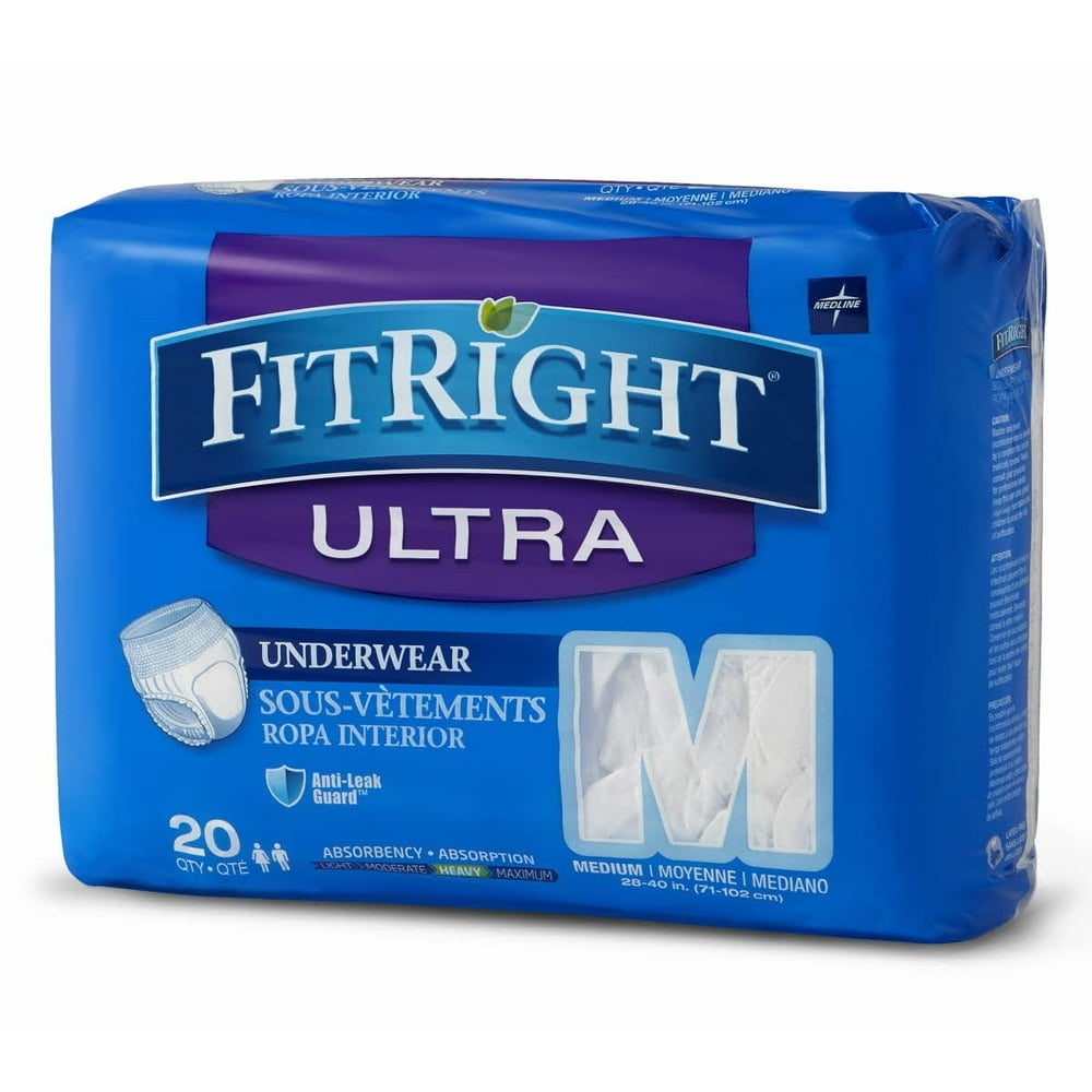 Medline FitRight Ultra Protective Underwear, Medium, 20 Ct Walmart