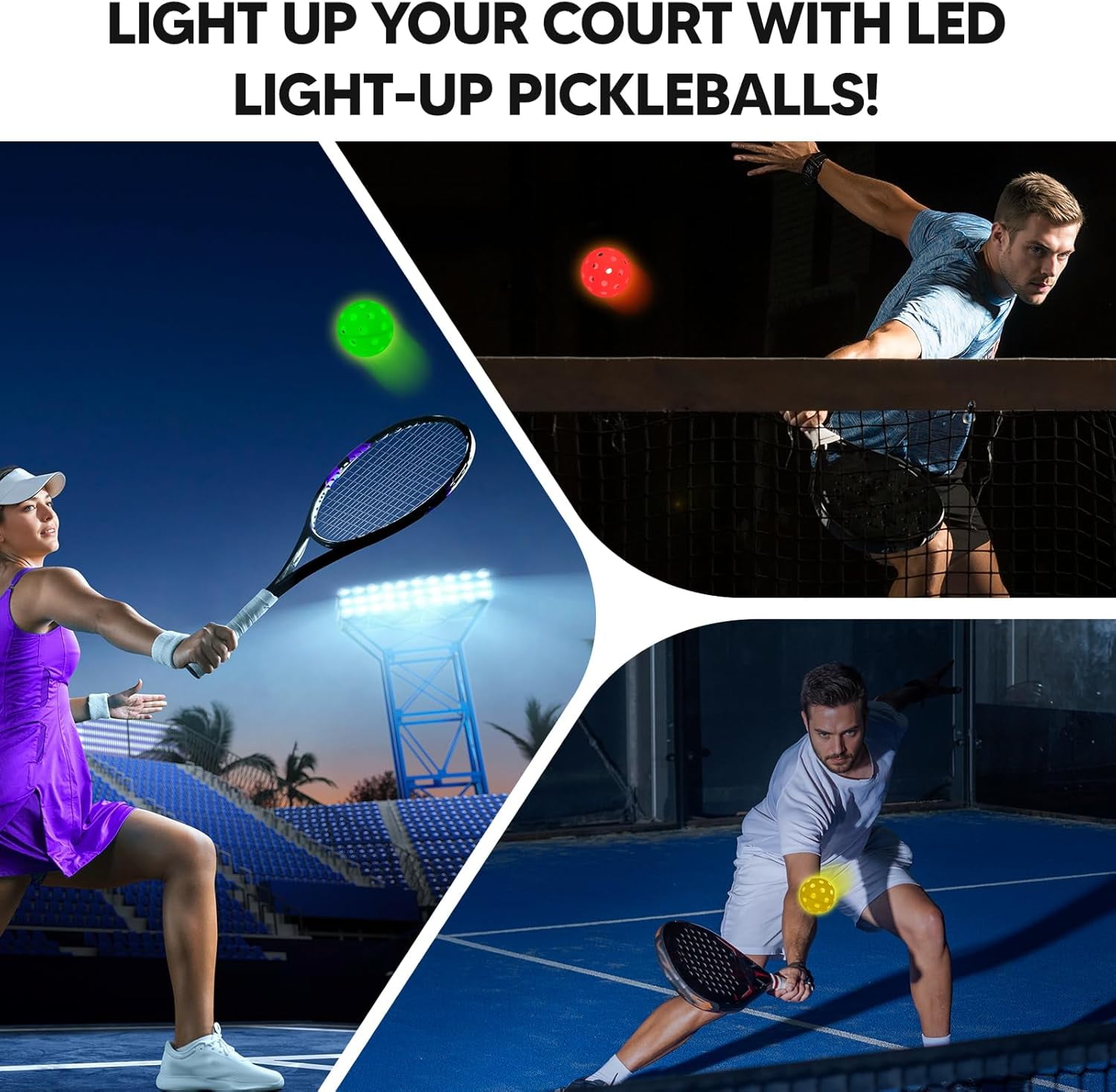 Glow in The Dark Pickleballs Light up Pickleball Balls Indoor Outdoor Pickleballs Usapa Approved, Pickle Balls 4 Pack Sports Equipment Gifts for Pickleball Lovers