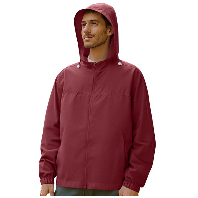 Men's UPF 50 Sun Shirt, Fishing & Outdoor Long Sleeve Hooded Rash Guard, Quick-Dry Sun Protection Shirt with Zipper Pockets