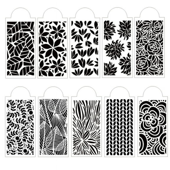 JZROCKER 10pcs DIY Leaf Rose Drawing Stencils Templates Embossing Paper Card Painting Scrapbooking Stamp Album Decoration