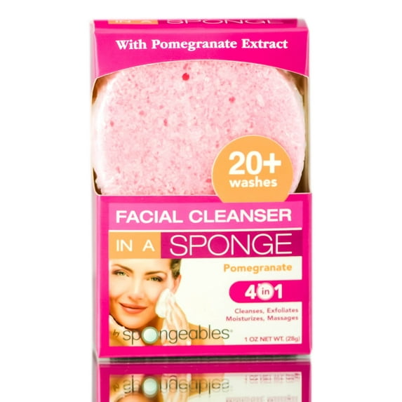 Pomegranate , Spongeables Facial Cleanser Sponge , Hair Scalp Head - Pack of 3 w/ SLEEKSHOP Teasing Comb
