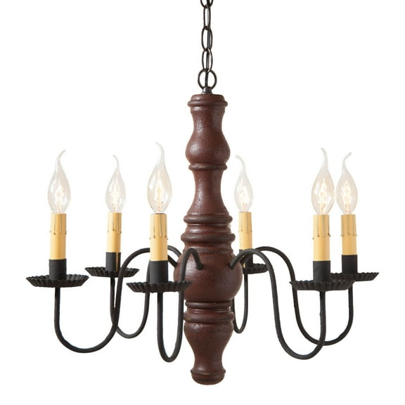 Irvins Country Tinware Gettysburg Chandelier in Plantation Red