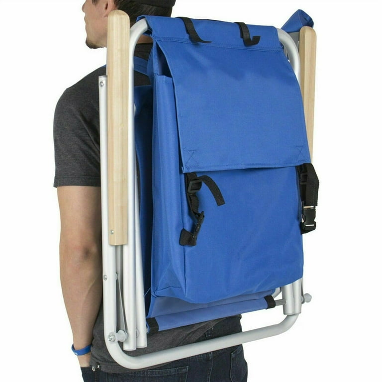 Folding Lawn Chair Backpack Beach Chair with 4 Positions Arms Shoulder Strap Cup Holder for Outdoor Sports Camping Pool