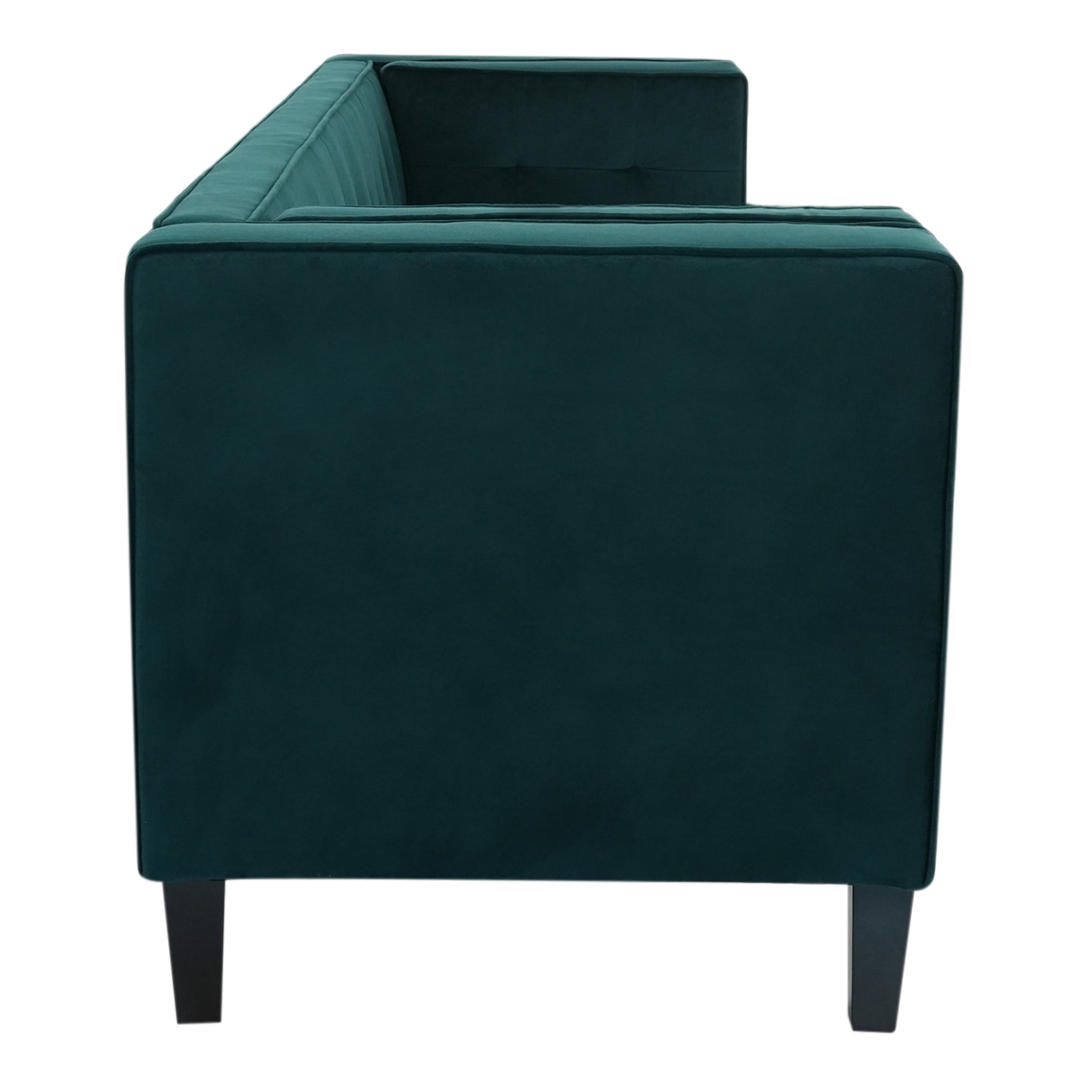 Velvet Upholstered 3-Seater Sofa with Removable Cushions, Green