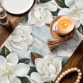 thumbnail image 3 of Spring Magnolia Blossom Table Runner 70 Inches, White Flowers Leaves Plants Country Bed Runner Dresser Scarves Tabletop for Indoor Outdoor Parties/Ceremony/Banquet, 13" x 70", 3 of 9