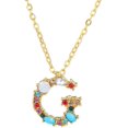 thumbnail image 1 of Collier Pendentif Alphabet Multicolore Micro Pavé Zircon Initiale Lettres Collier Couple Bijoux (g), 1 of 1