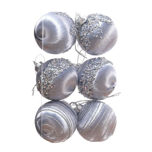 Hilo de seda navideño 6 piezas de adornos con lentejuelas de 8 cm con ganchos y cordones para bodas navideñas, fiestas y DIY de coronas navideñas para colgar