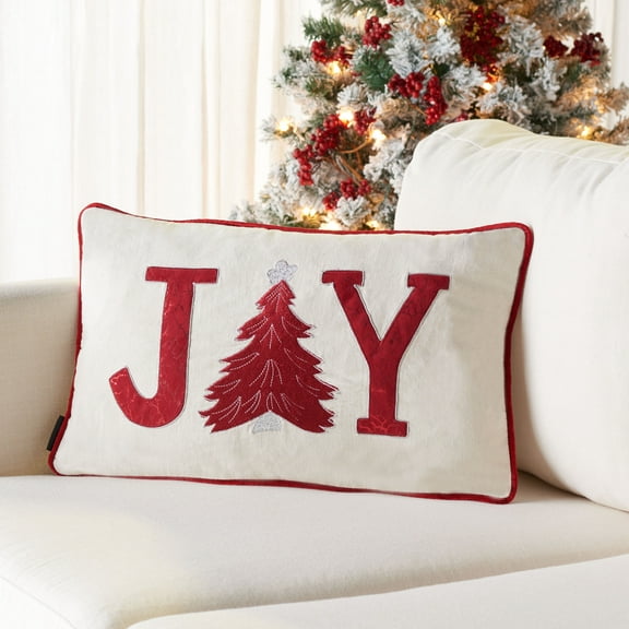 SAFAVIEH Joy Tree Pillow, 12" x 20", Cream