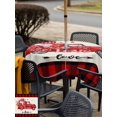 thumbnail image 4 of Outdoor Tablecloth with Umbrella Hole and Zipper, Valentine's Day Square Table Cloth 54x54 Inch Waterproof Tablecloth, Truck Loves Red Plaid Romantic Beige Picnic Table Cover for Patio Camping, 4 of 7